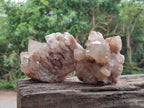 Natural Smokey Phantom Quartz Clusters x 2 From Luena, Congo