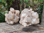 Natural Smokey Phantom Quartz Clusters x 2 From Luena, Congo