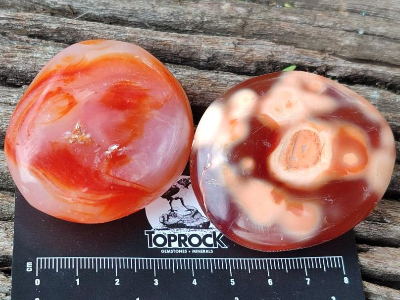 Polished Carnelian Agate Gemstone Galets x 20 From Madagascar