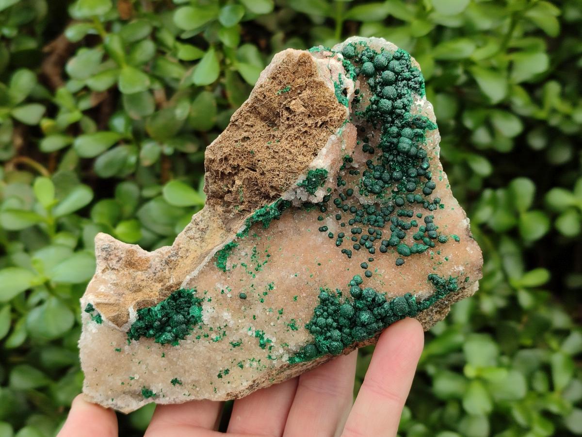 Natural Silky Ball Malachite and Drusy Quartz On Dolomite Matrix Specimens x 2 From Mindingi Mine, Kambove, Congo - Toprock Gemstones and Minerals 