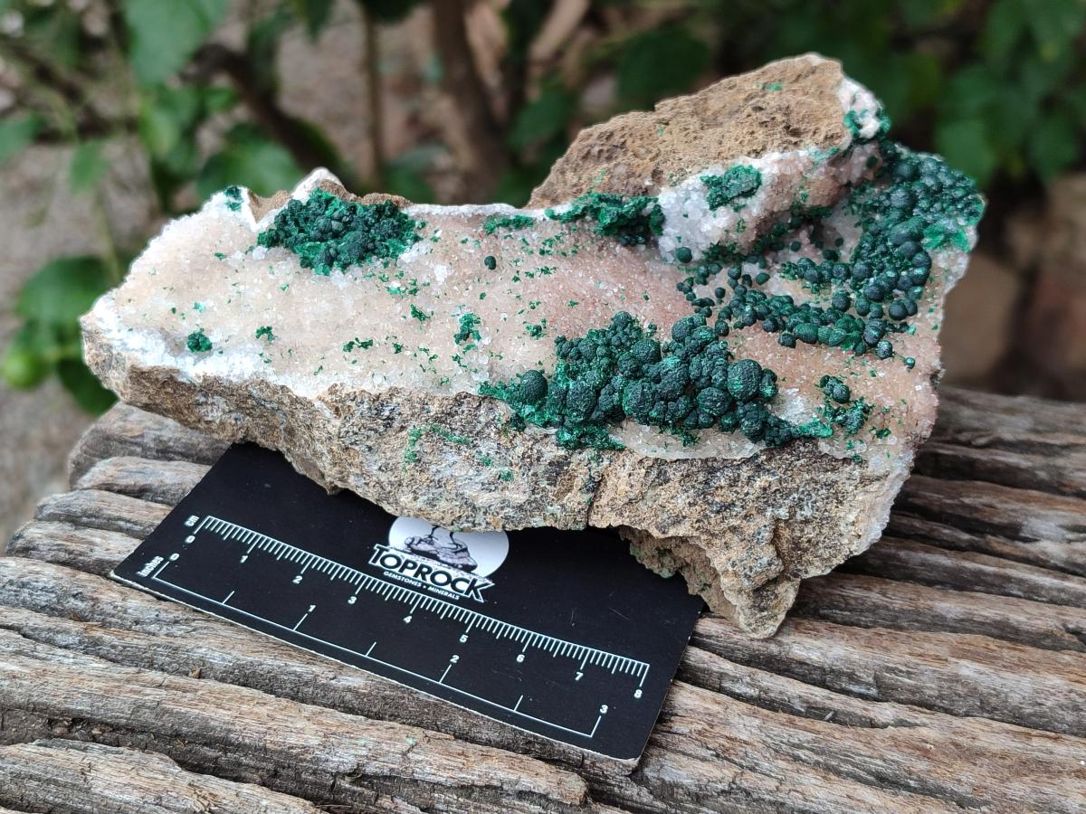 Natural Silky Ball Malachite and Drusy Quartz On Dolomite Matrix Specimens x 2 From Mindingi Mine, Kambove, Congo - Toprock Gemstones and Minerals 