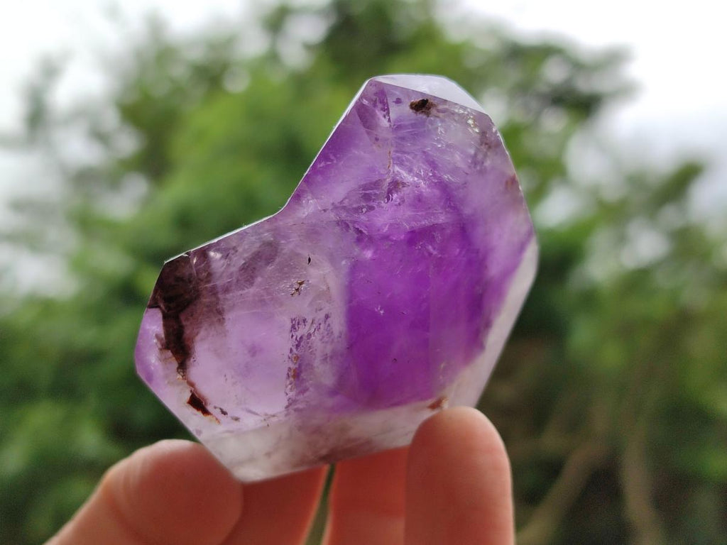 Polished Chevron And Window Amethyst Crystal Points x 6 From Madagascar
