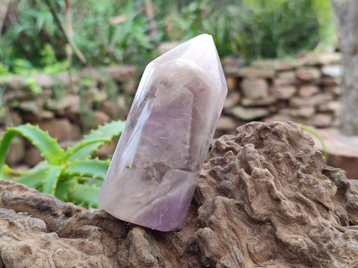 Polished Chevron And Window Amethyst Crystal Points x 6 From Madagascar