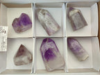 Polished Chevron And Window Amethyst Crystal Points x 6 From Madagascar