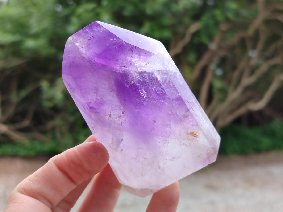 Polished Chevron And Window Amethyst Crystal Points x 6 From Madagascar