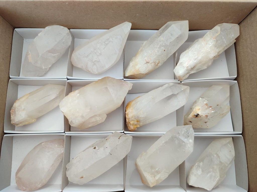 Natural Mix Of Clear Quartz Crystals x 12 From Madagascar - Toprock Gemstones and Minerals 