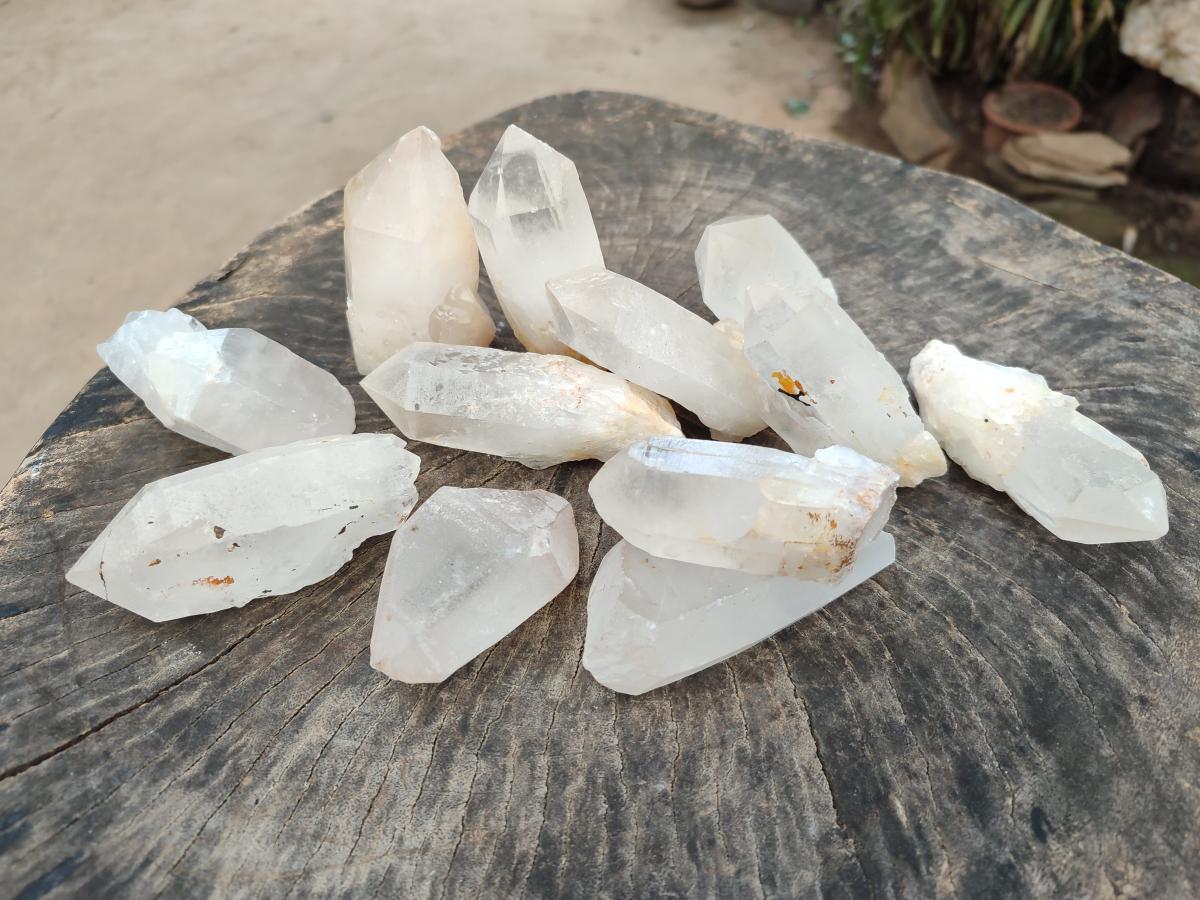 Natural Mix Of Clear Quartz Crystals x 12 From Madagascar - Toprock Gemstones and Minerals 