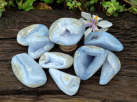 Polished Blue Lace Agate Free Forms x 9 From Nsanje, Malawi