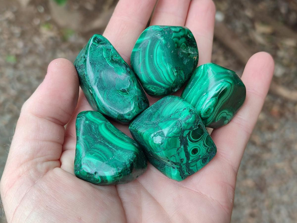 Polished Flower Banded Malachite Free Forms x 26 From Congo - Toprock Gemstones and Minerals 