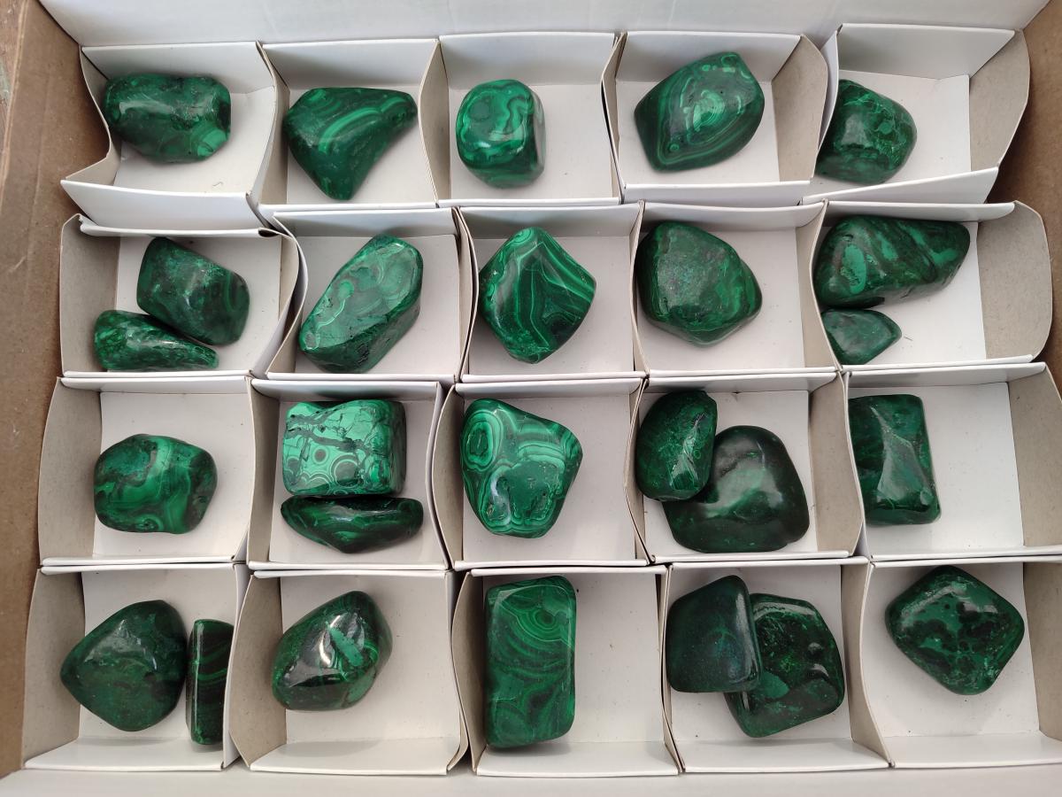 Polished Flower Banded Malachite Free Forms x 26 From Congo - Toprock Gemstones and Minerals 