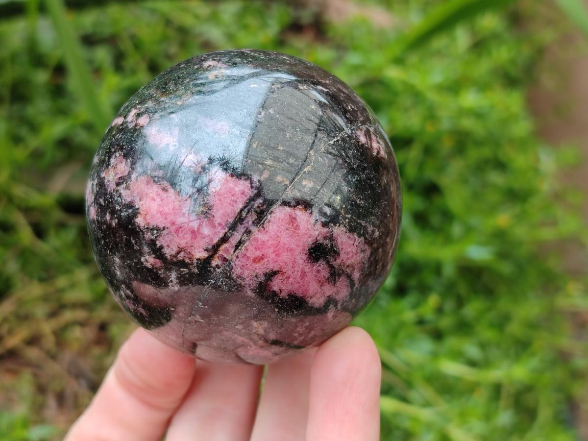 Polished Rhodonite Spheres x 4 From Ambindavato, Madagascar