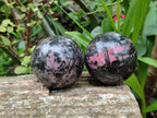Polished Rhodonite Spheres x 4 From Ambindavato, Madagascar