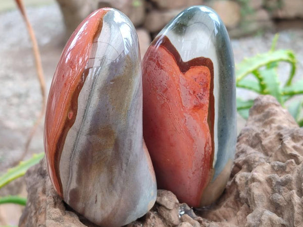Polished Polychrome Jasper Standing Free Forms x 4 From NW Coast, Madagascar