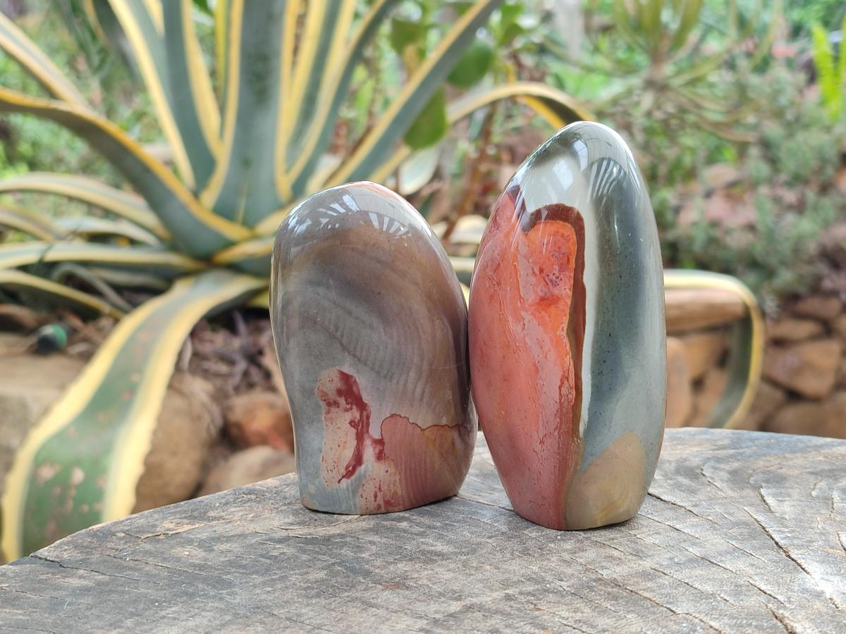Polished Polychrome Jasper Standing Free Forms x 4 From NW Coast, Madagascar