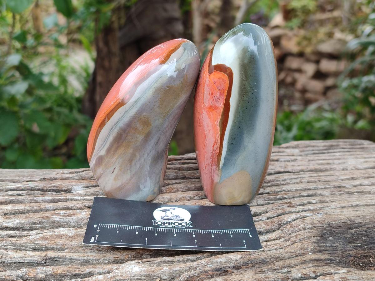 Polished Polychrome Jasper Standing Free Forms x 4 From NW Coast, Madagascar