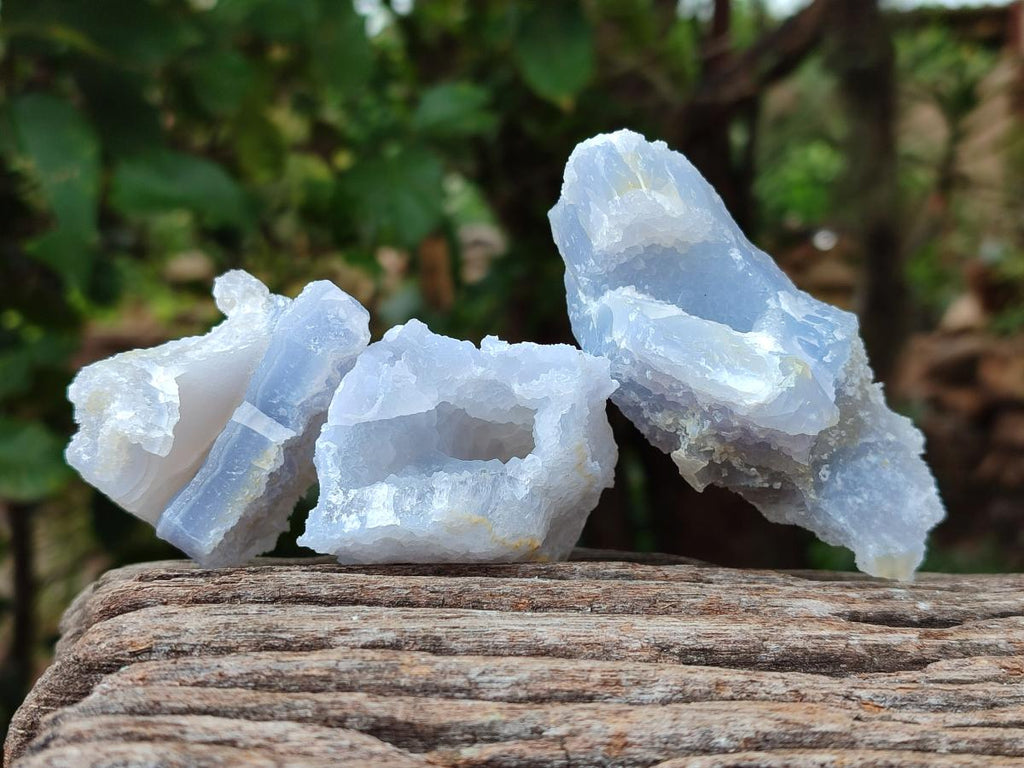 Natural Etched Blue Chalcedony Specimens x 12 From Nsanje, Malawi