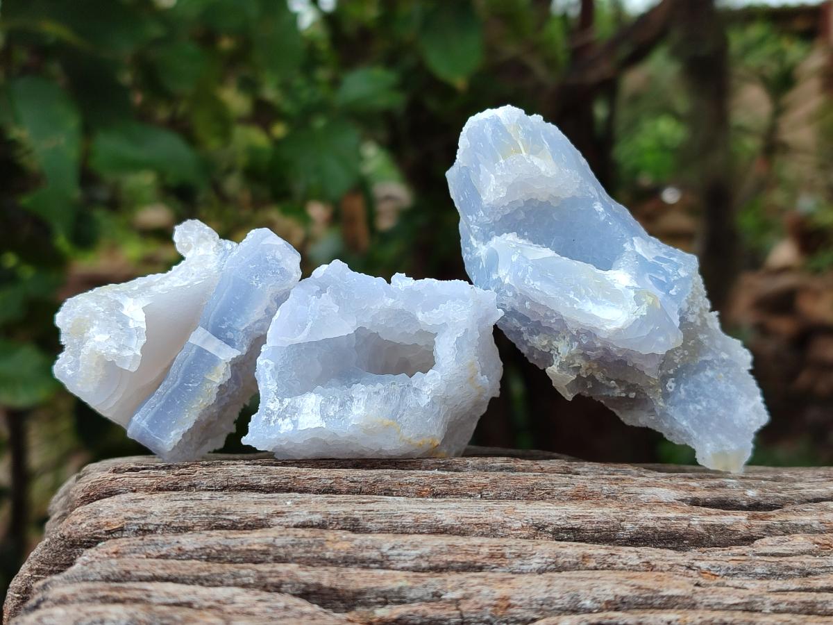 Natural Etched Blue Chalcedony Specimens x 12 From Nsanje, Malawi