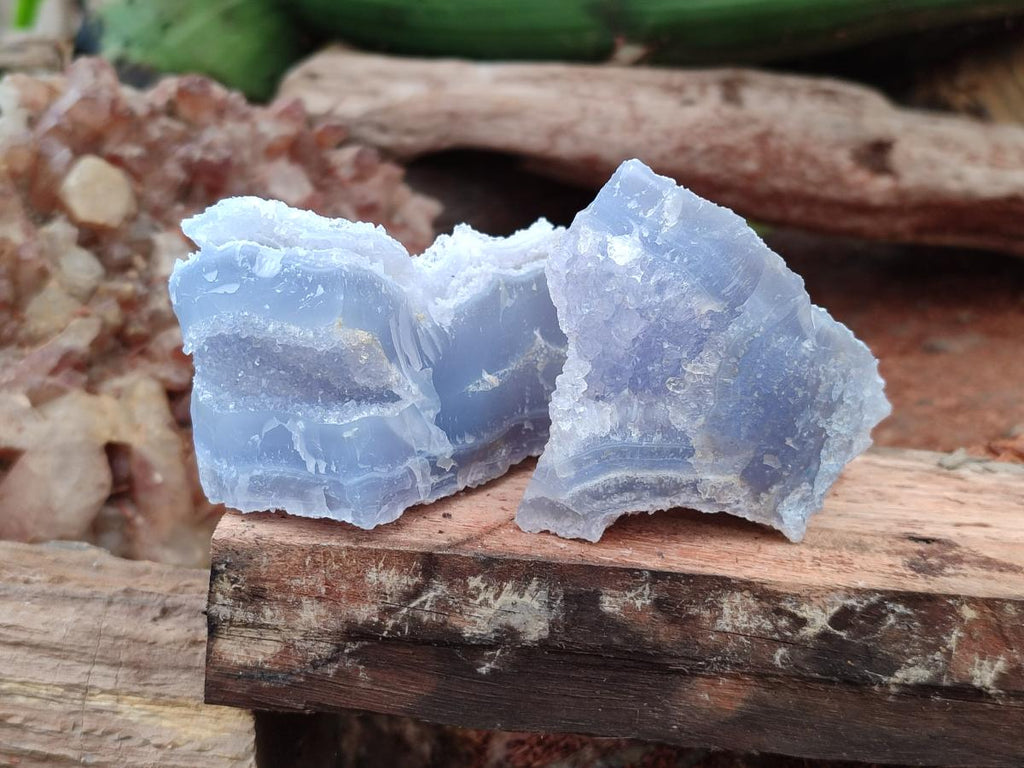 Natural Etched Blue Chalcedony Specimens x 12 From Nsanje, Malawi