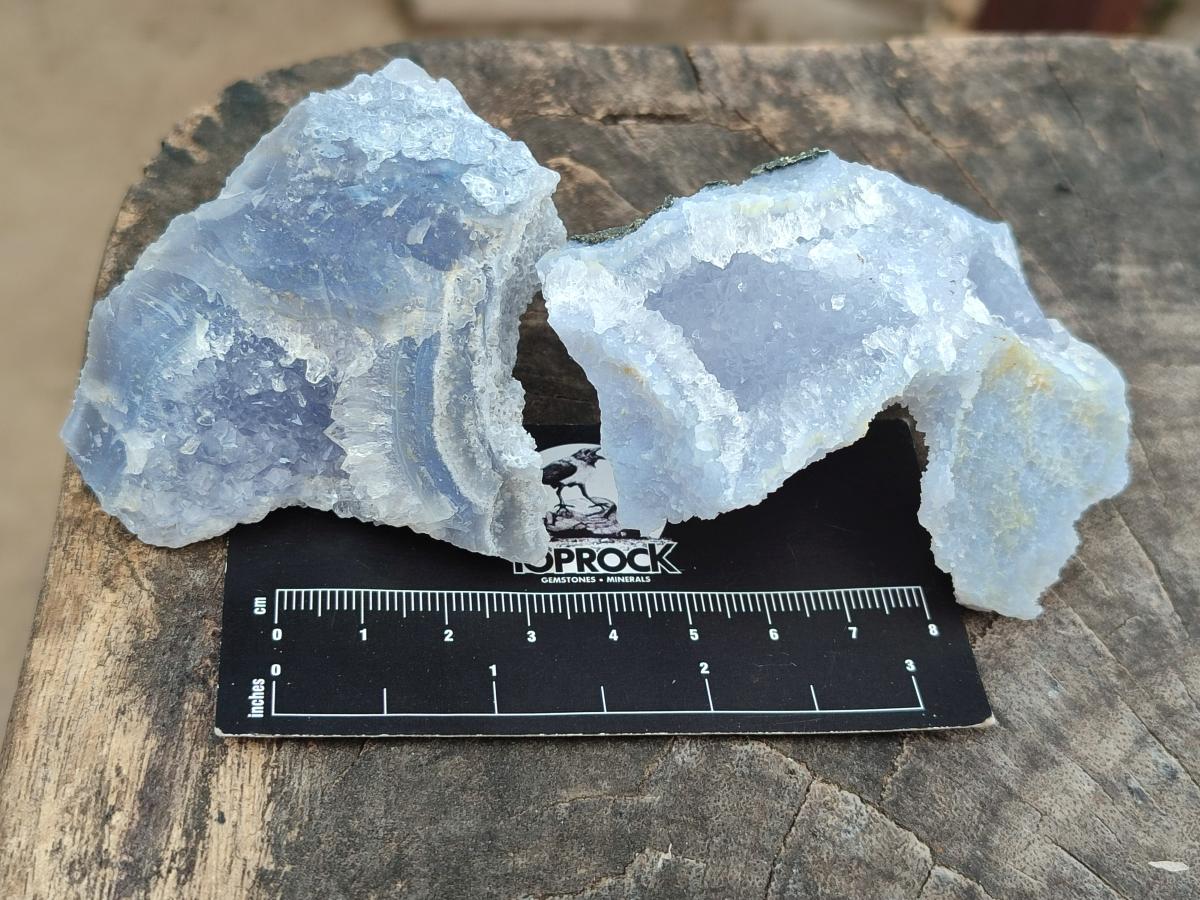 Natural Etched Blue Chalcedony Specimens x 12 From Nsanje, Malawi