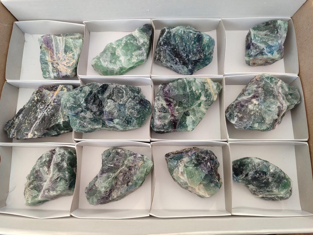 Natural Watermelon Fluorite Cobbed Specimens x 12 From Uis, Namibia