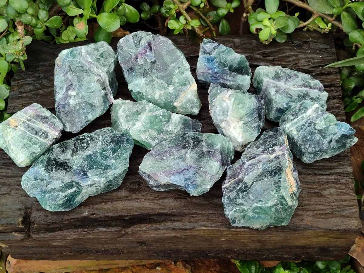 Natural Watermelon Fluorite Cobbed Specimens x 12 From Uis, Namibia