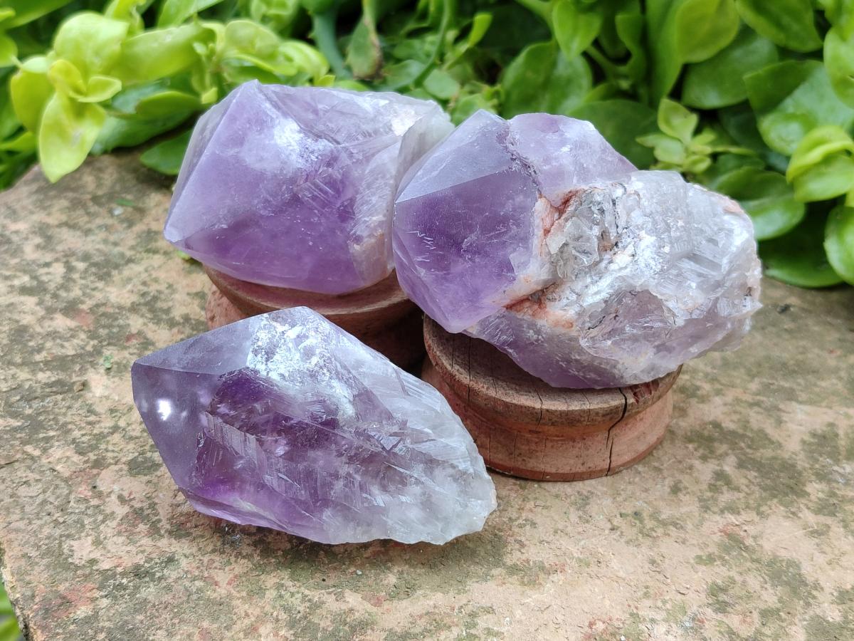Polished Jacaranda Amethyst Crystals x 12 From Mumbwa, Zambia - Toprock Gemstones and Minerals 