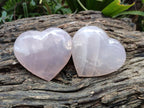 Polished Rose Quartz Hearts x 6 From Madagascar