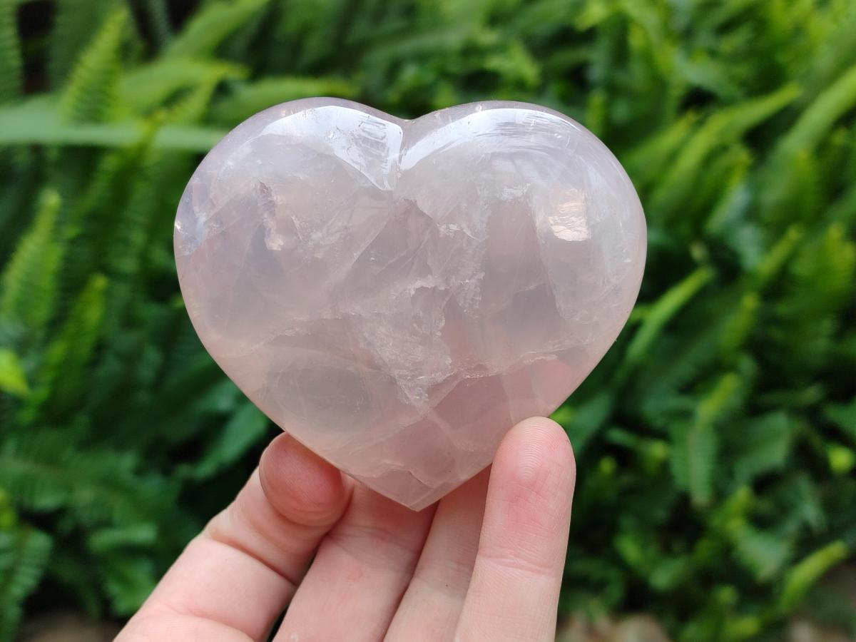 Polished Rose Quartz Hearts x 6 From Madagascar