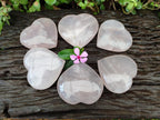 Polished Rose Quartz Hearts x 6 From Madagascar