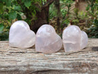 Polished Rose Quartz Hearts x 6 From Madagascar