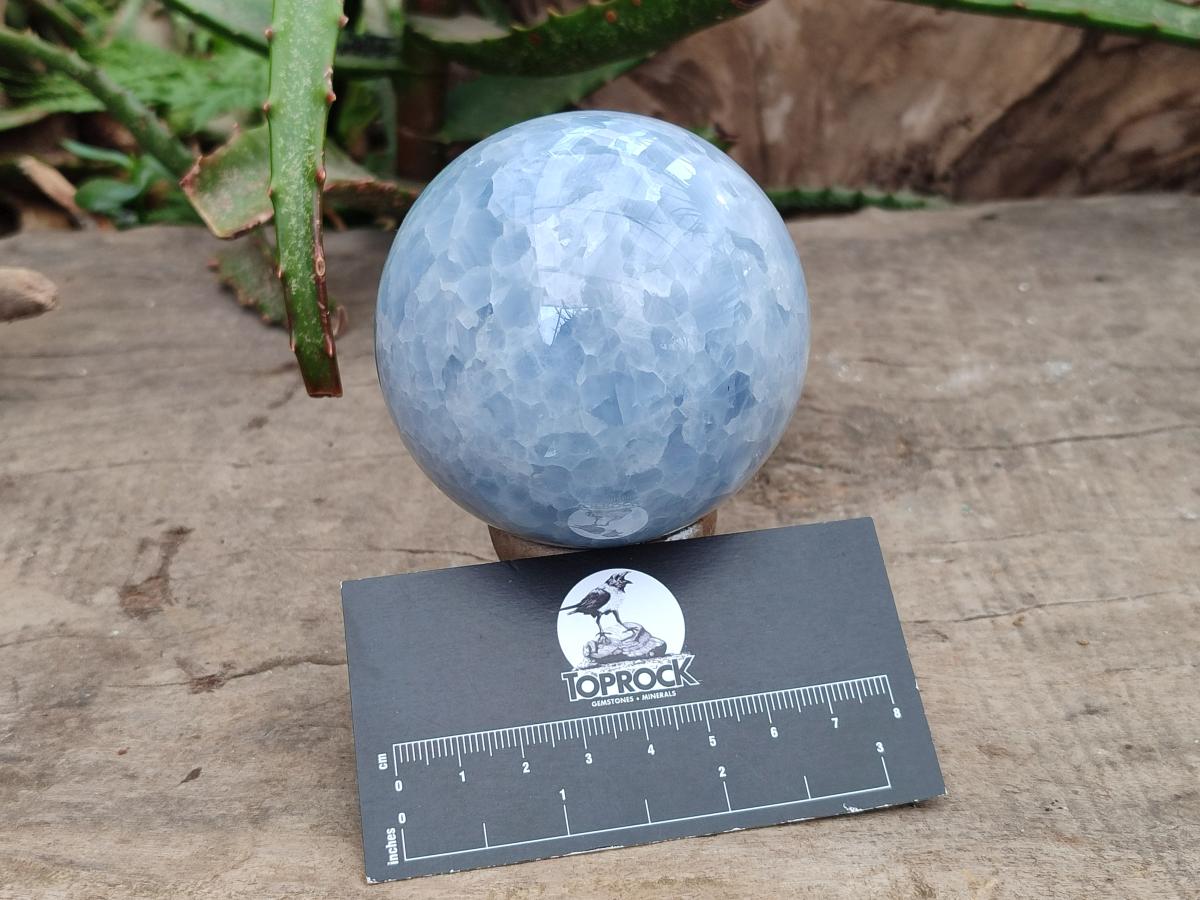 Polished Blue Calcite Spheres x 4 From Madagascar