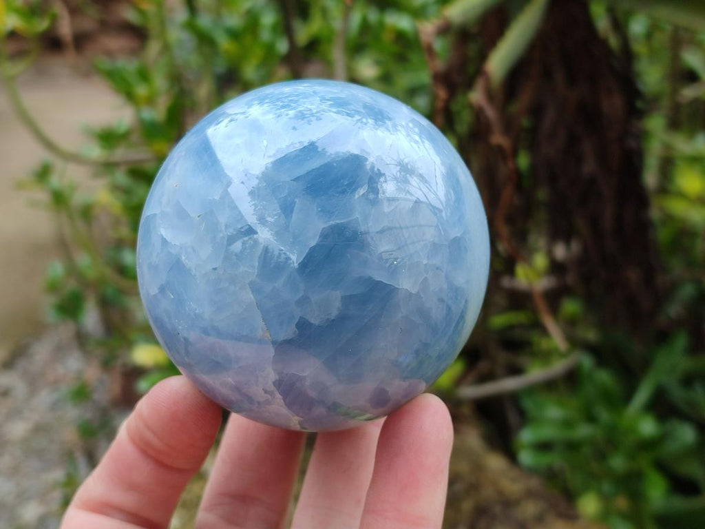 Polished Blue Calcite Spheres x 4 From Madagascar