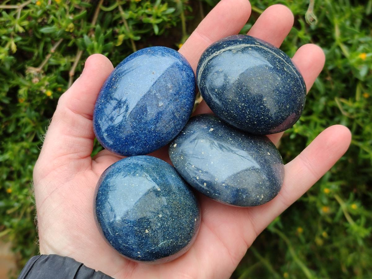 Polished Lazulite Galets x 12 From Madagascar