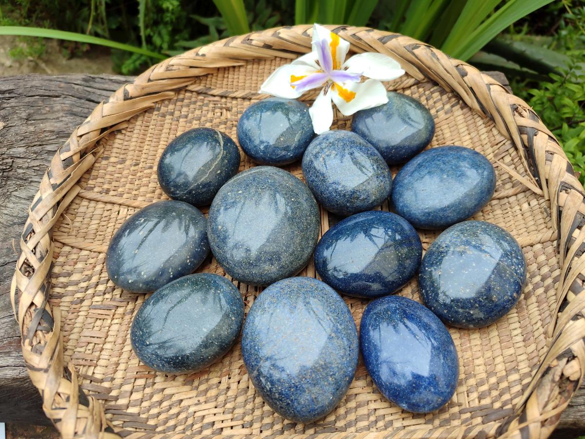 Polished Lazulite Galets x 12 From Madagascar