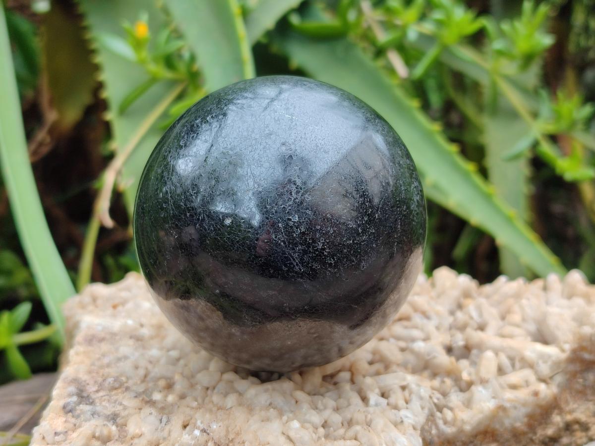 Polished Black Tourmaline Spheres x 3 From Madagascar