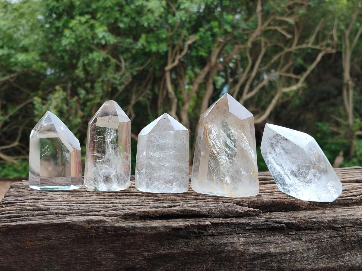 Polished Clear Quartz Crystals x 6 From Madagascar - Toprock Gemstones and Minerals 