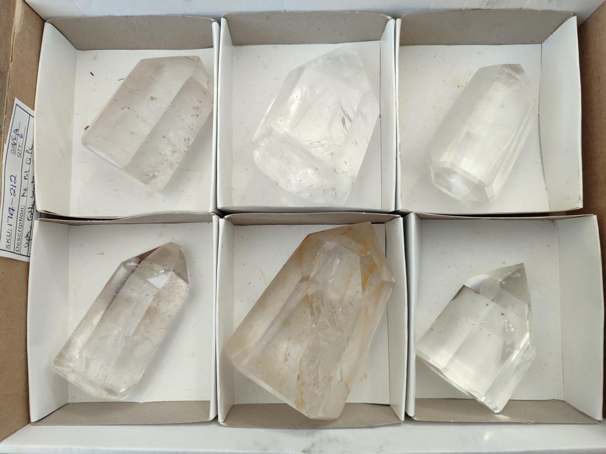 Polished Clear Quartz Crystals x 6 From Madagascar - Toprock Gemstones and Minerals 