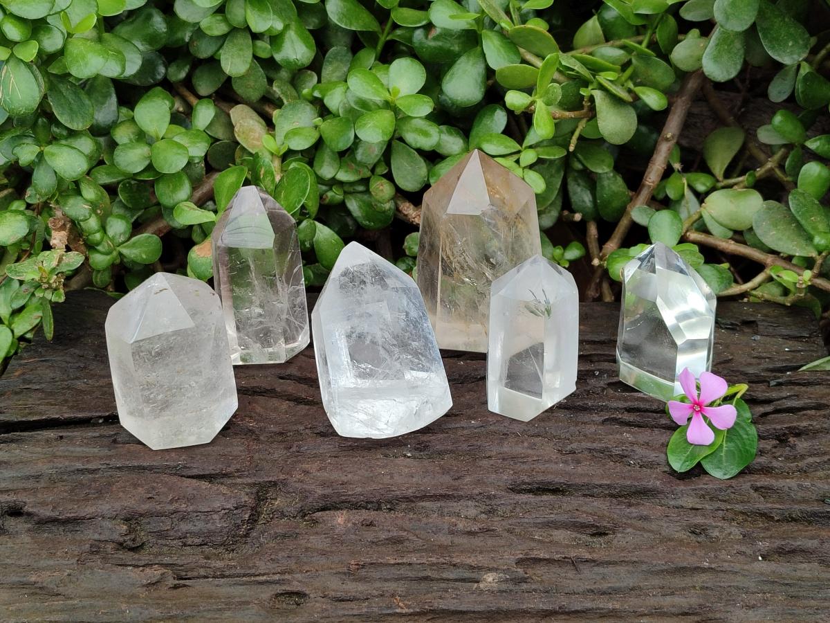 Polished Clear Quartz Crystals x 6 From Madagascar - Toprock Gemstones and Minerals 
