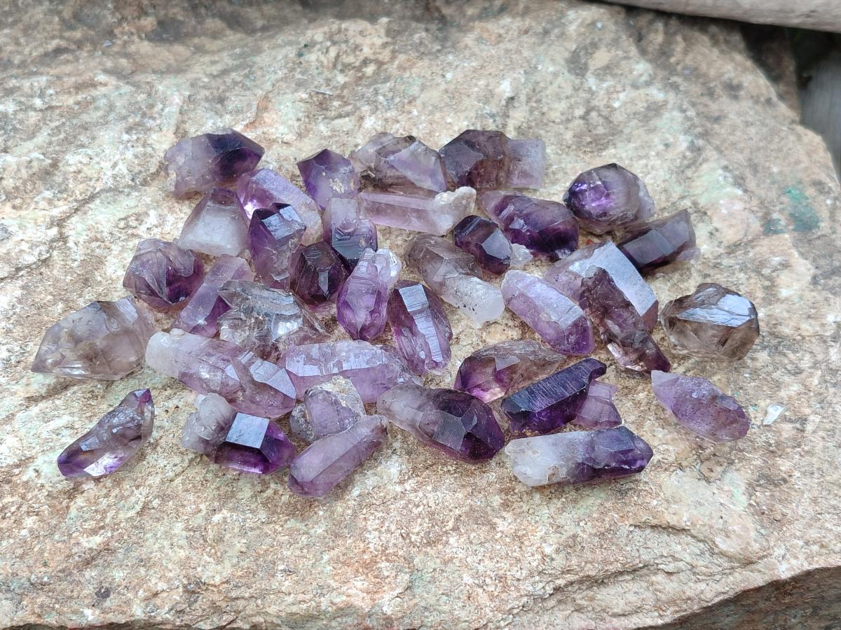 Natural Window Amethyst Crystals x 70 From Chiredzi, Zimbabwe