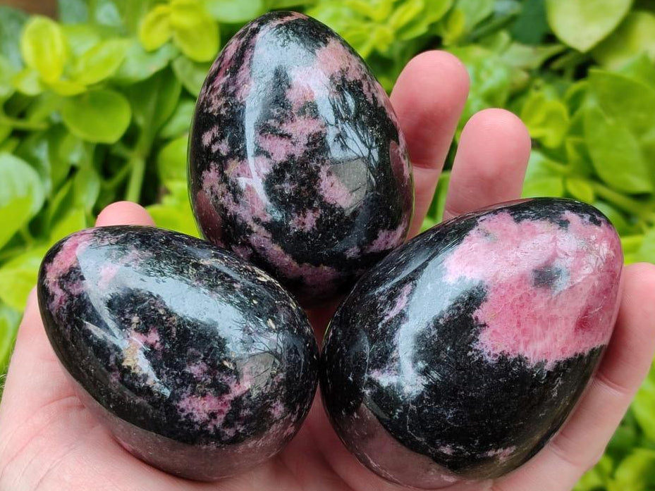Polished Rhodonite Eggs x 6 From Ambindavato, Madagascar