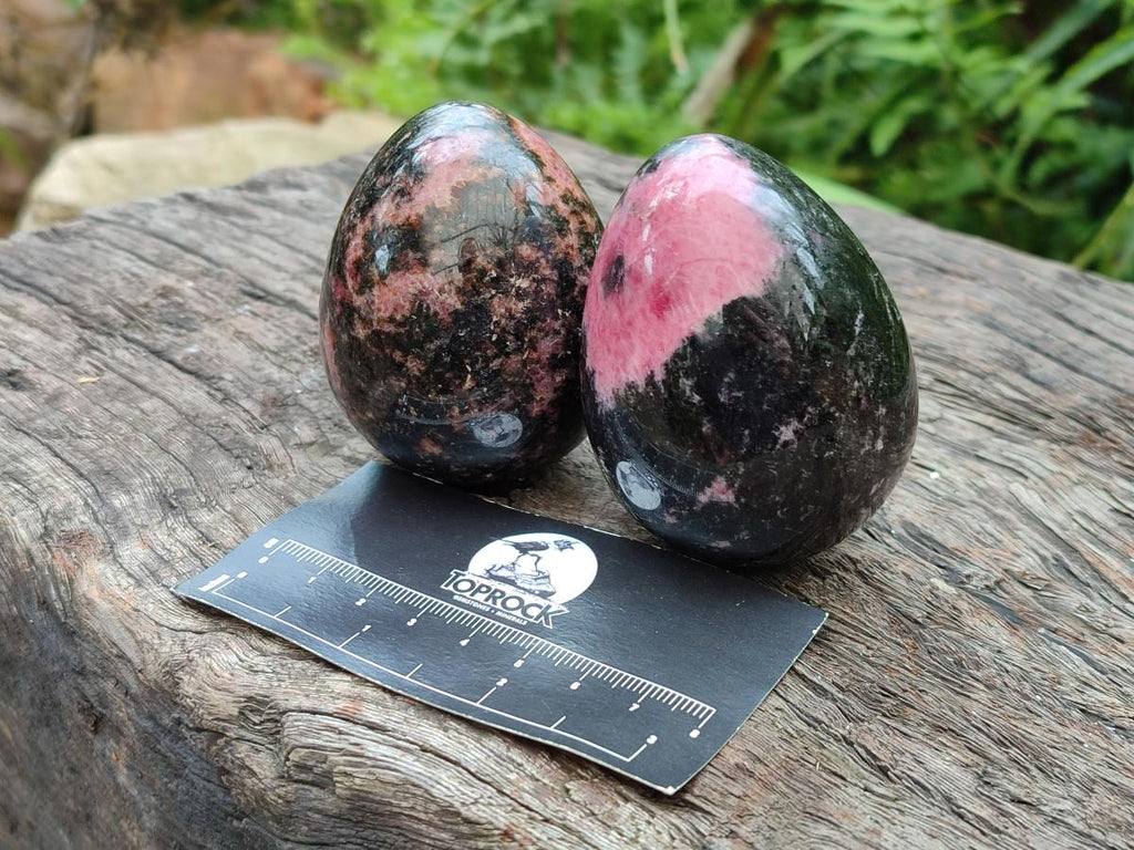 Polished Rhodonite Eggs x 6 From Ambindavato, Madagascar