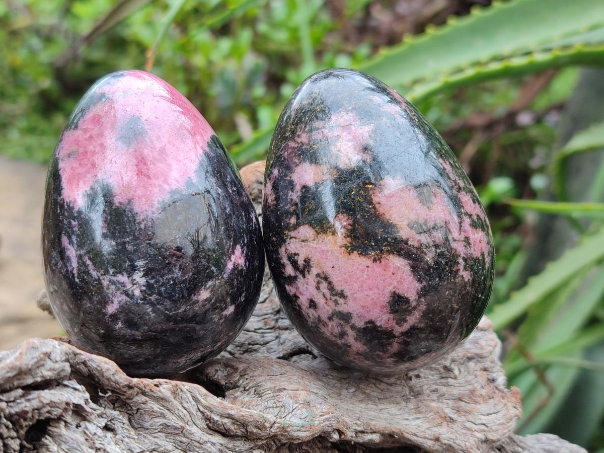 Polished Rhodonite Eggs x 6 From Ambindavato, Madagascar