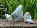 Polished Blue Lace Agate Standing Free Forms x 3 From Nsanje, Malawi