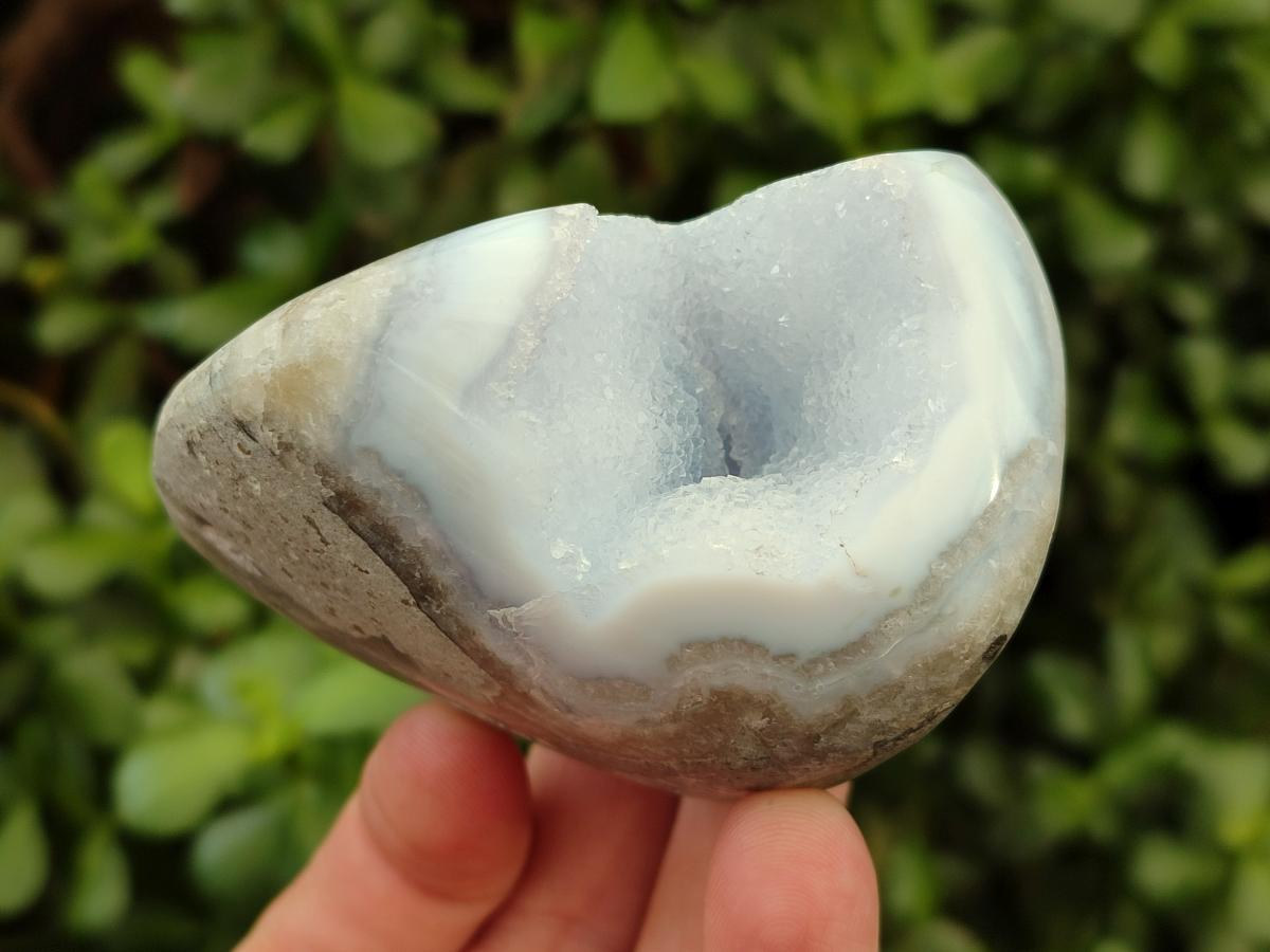 Polished Blue Lace Agate Standing Free Forms x 3 From Nsanje, Malawi