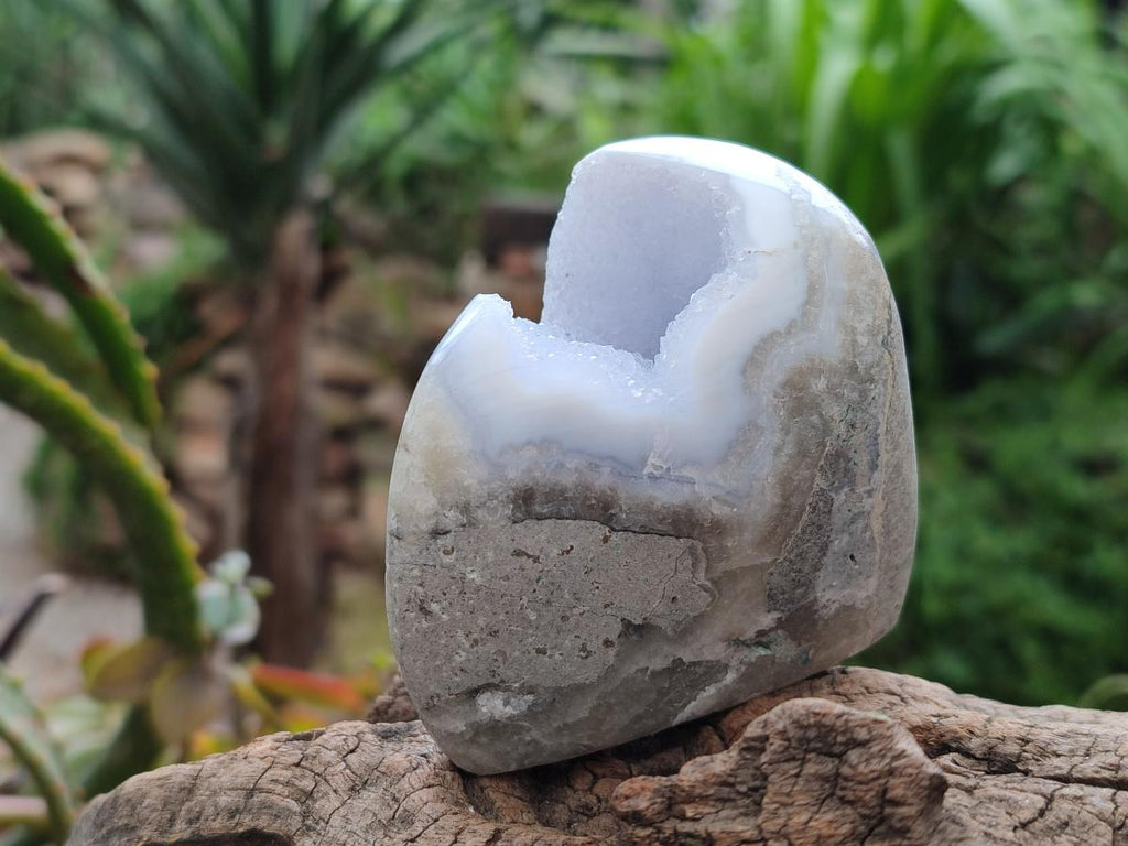 Polished Blue Lace Agate Standing Free Forms x 3 From Nsanje, Malawi