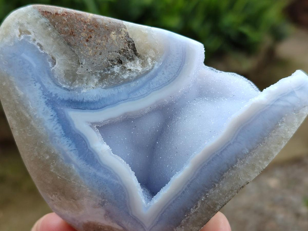 Polished Blue Lace Agate Standing Free Forms x 3 From Nsanje, Malawi