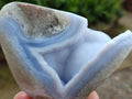 Polished Blue Lace Agate Standing Free Forms x 3 From Nsanje, Malawi