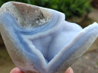 Polished Blue Lace Agate Standing Free Forms x 3 From Nsanje, Malawi