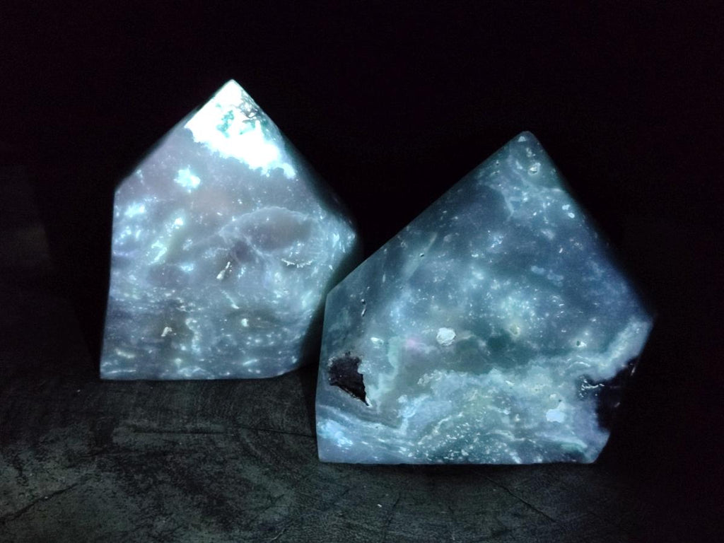 Polished Rare Blue And Green Smithsonite Standing Points x 2 From Congo