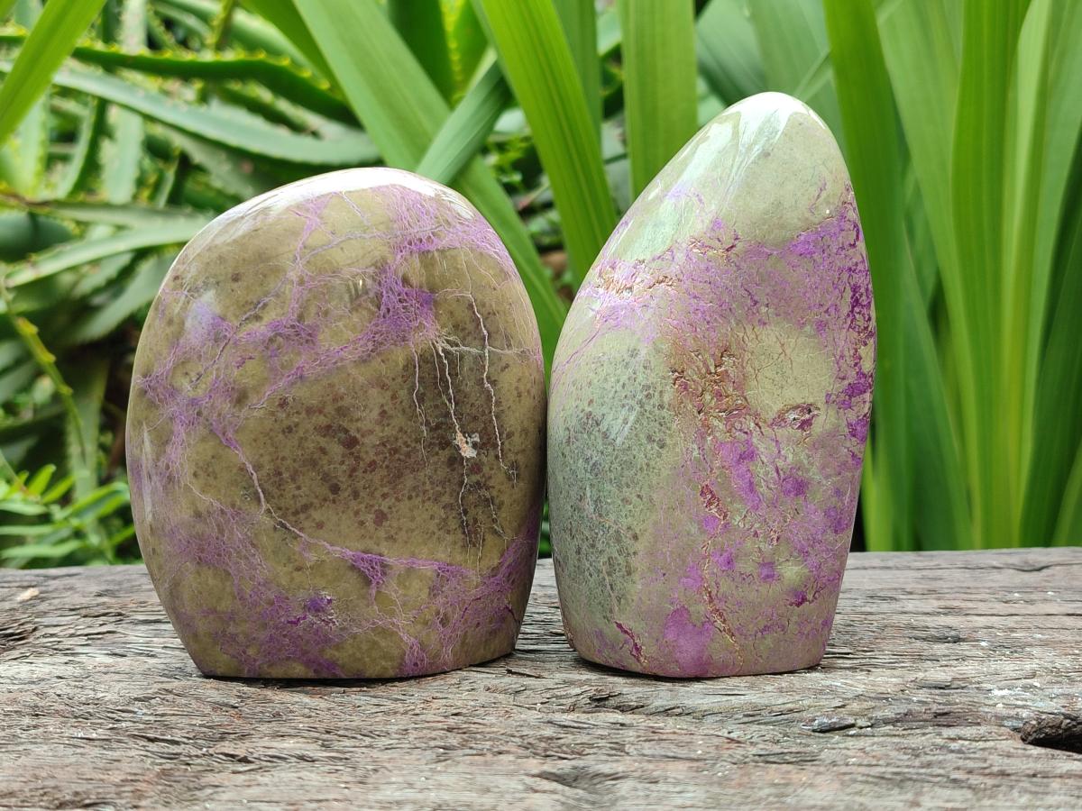 Polished Stichtite Standing Free Forms x 2 From Barberton, South Africa